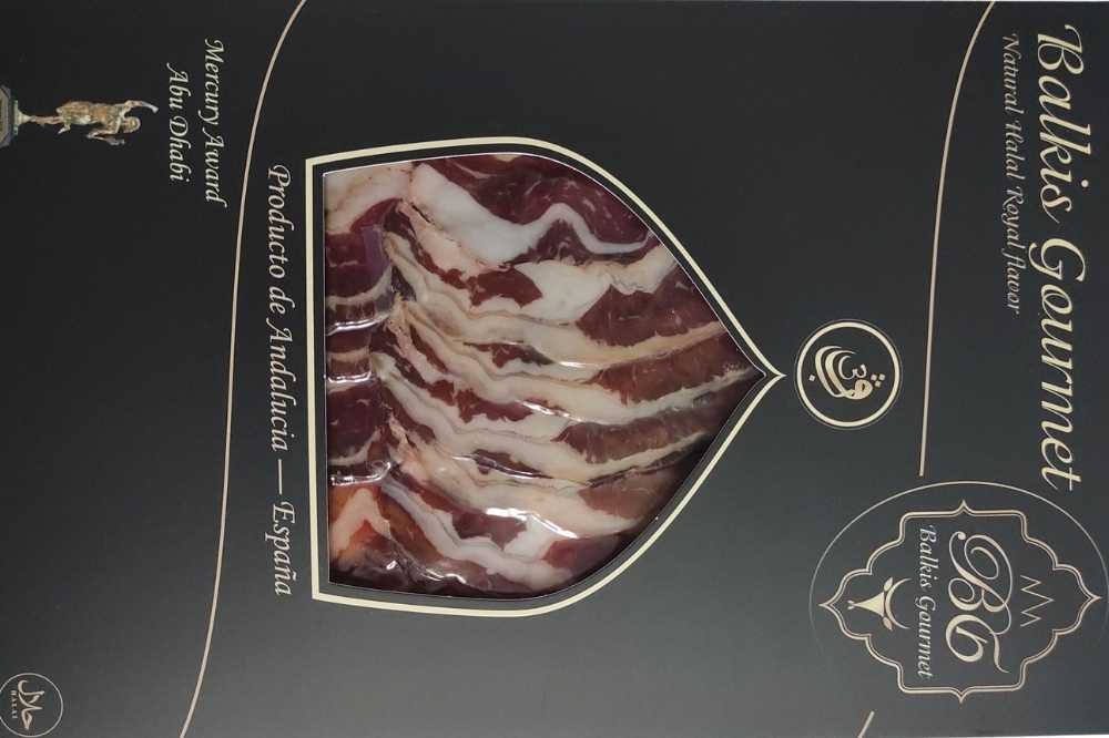 pancetta aufbewahren Geschnittener Halal-Rindfleisch-Pancetta in der Balkis Gourmet Premium