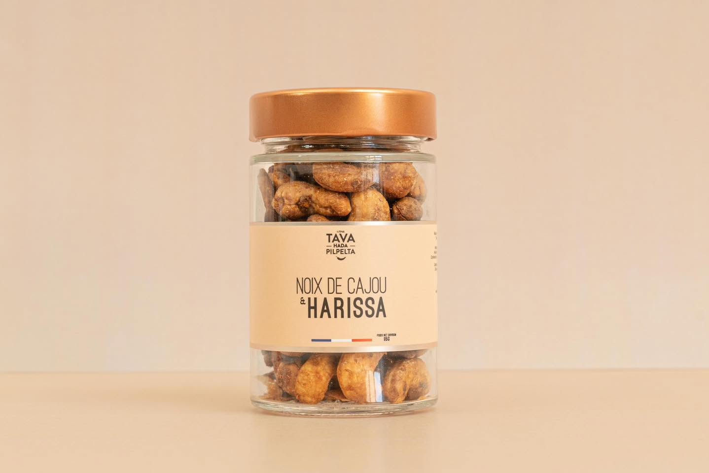 Pot en verre de noix de cajou à la harissa Tava Hada Pilpelta 95 g