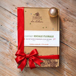 Coffret Escale Florale Terroirs du Liban fermé avec ruban rouge