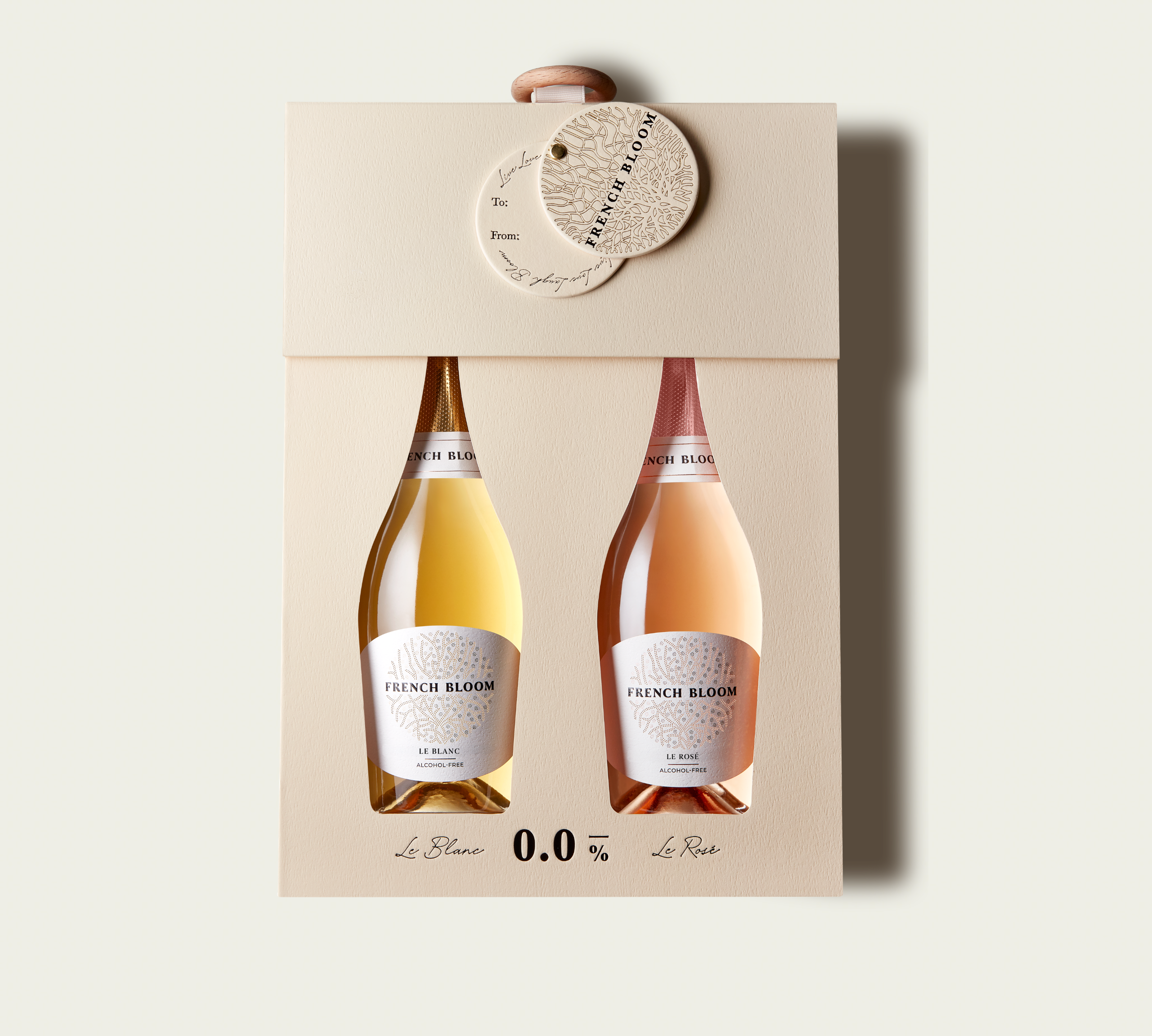 Coffret Baby Bloom Box French Bloom avec deux demi-bouteilles sans alcool Le Blanc et Le Rosé