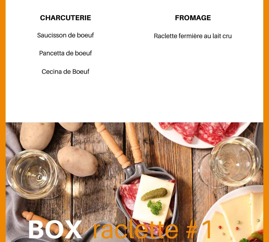 Halal raclette box #1 : assortiment van vleeswaren halal en hoeve raclette met rauwe melk